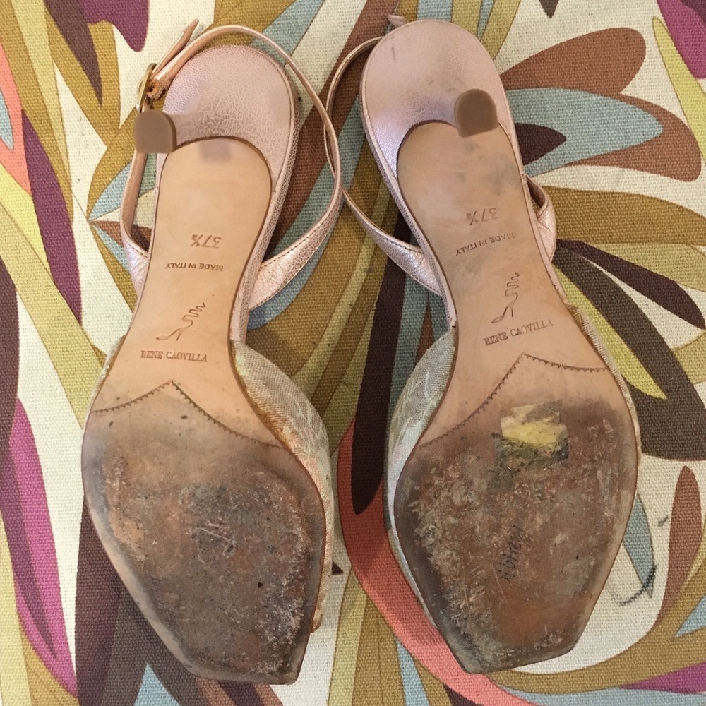 RENE CAOVILLA OPEN TOE SLING BACK SHOES SIZE 37.5 - Picture 7 of 8